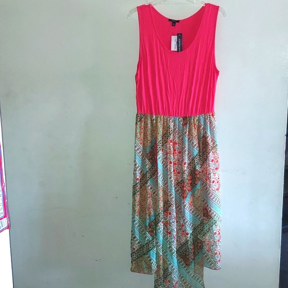 Plus Size 3X Sleeveless Dress with chiffon to give a HI lo effect - Picture 1 of 9